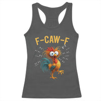Funny F Caw F 67 Meme Racerback Tank Top Cartoon Rooster Chicken Poultry Humor - Wonder Print Shop