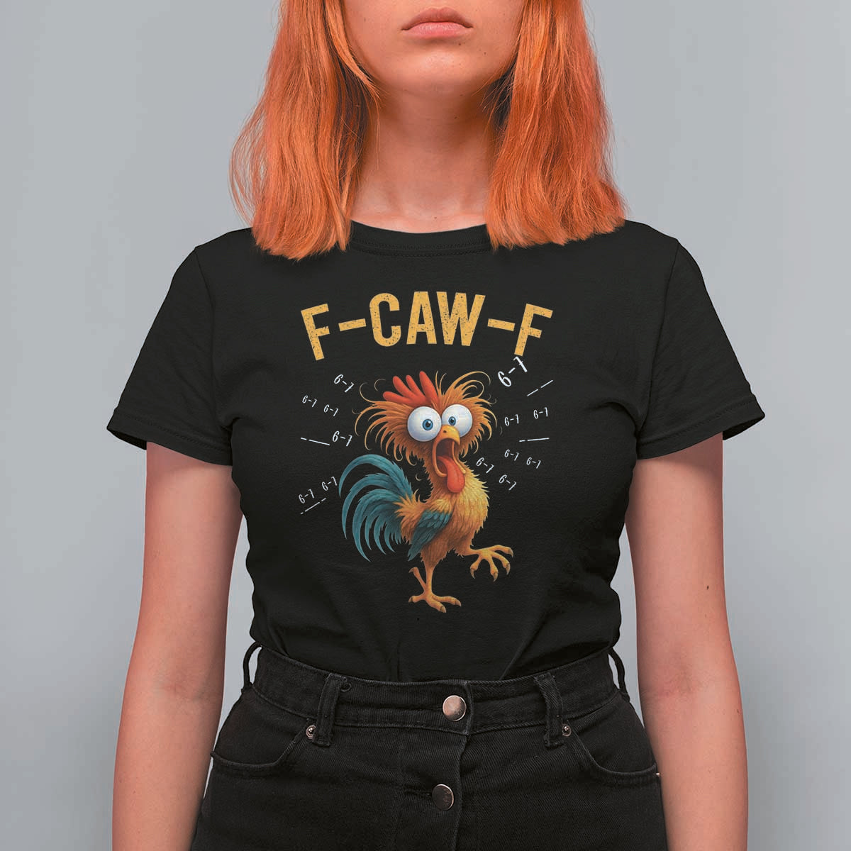 Funny F Caw F 67 Meme T Shirt For Women Cartoon Rooster Chicken Poultry Humor - Wonder Print Shop