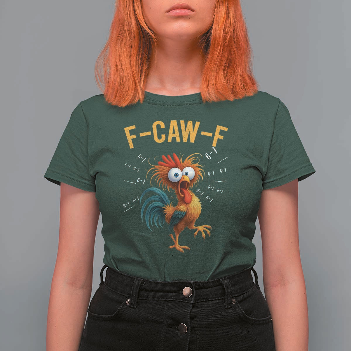 Funny F Caw F 67 Meme T Shirt For Women Cartoon Rooster Chicken Poultry Humor - Wonder Print Shop