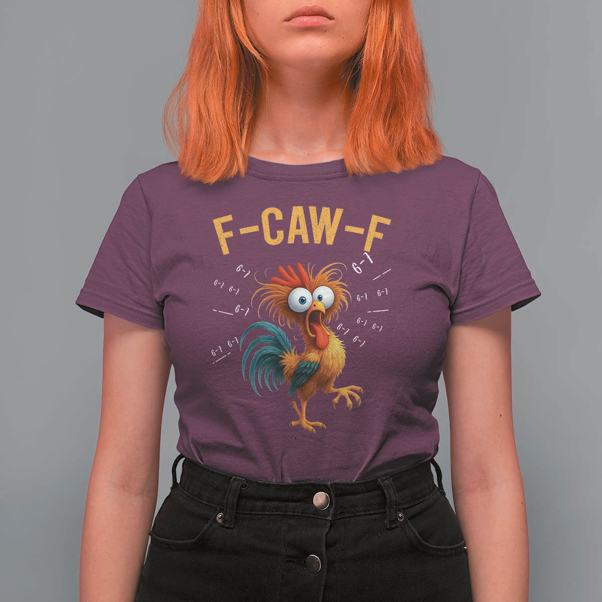 Funny F Caw F 67 Meme T Shirt For Women Cartoon Rooster Chicken Poultry Humor - Wonder Print Shop