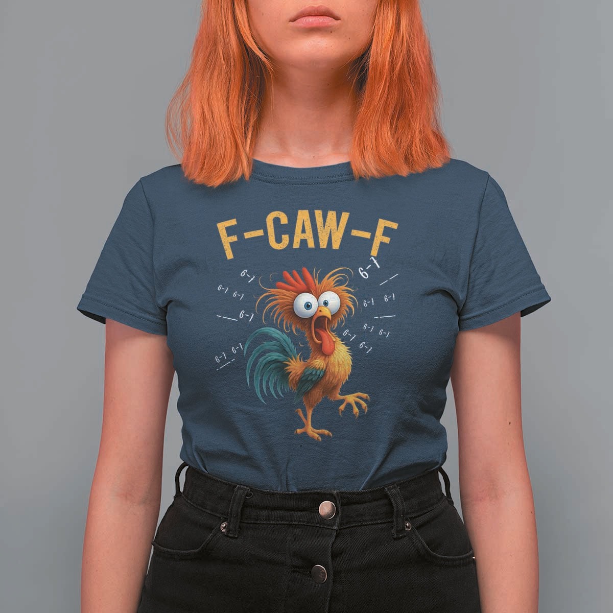 Funny F Caw F 67 Meme T Shirt For Women Cartoon Rooster Chicken Poultry Humor - Wonder Print Shop