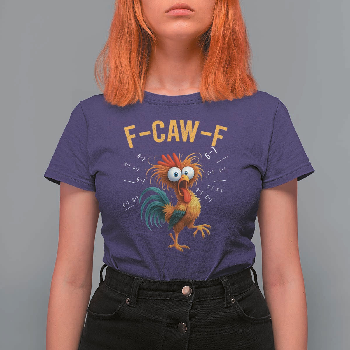 Funny F Caw F 67 Meme T Shirt For Women Cartoon Rooster Chicken Poultry Humor - Wonder Print Shop