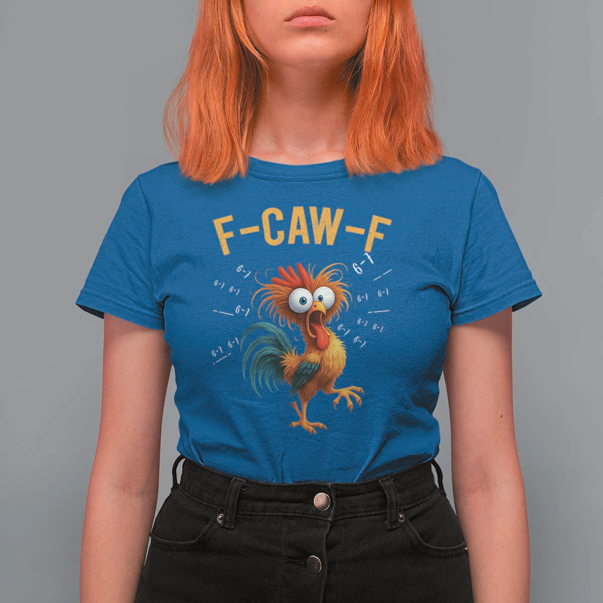 Funny F Caw F 67 Meme T Shirt For Women Cartoon Rooster Chicken Poultry Humor - Wonder Print Shop