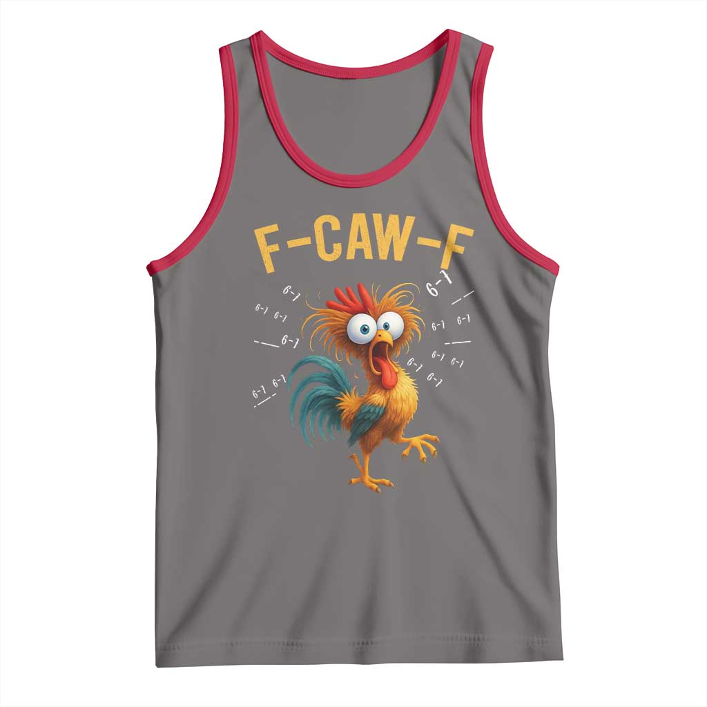 Funny F Caw F 67 Meme Tank Top Cartoon Rooster Chicken Poultry Humor - Wonder Print Shop