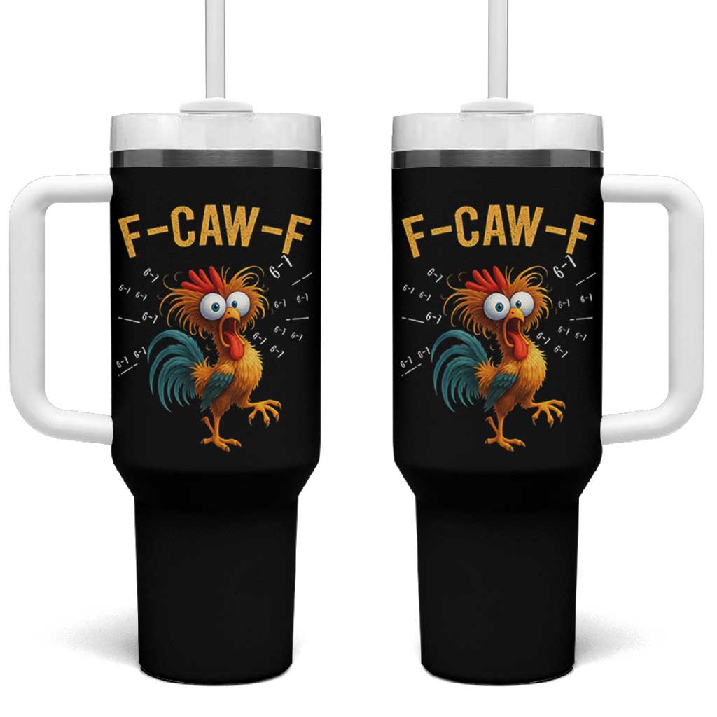 Funny F Caw F 67 Meme Tumbler With Handle Cartoon Rooster Chicken Poultry Humor - Wonder Print Shop