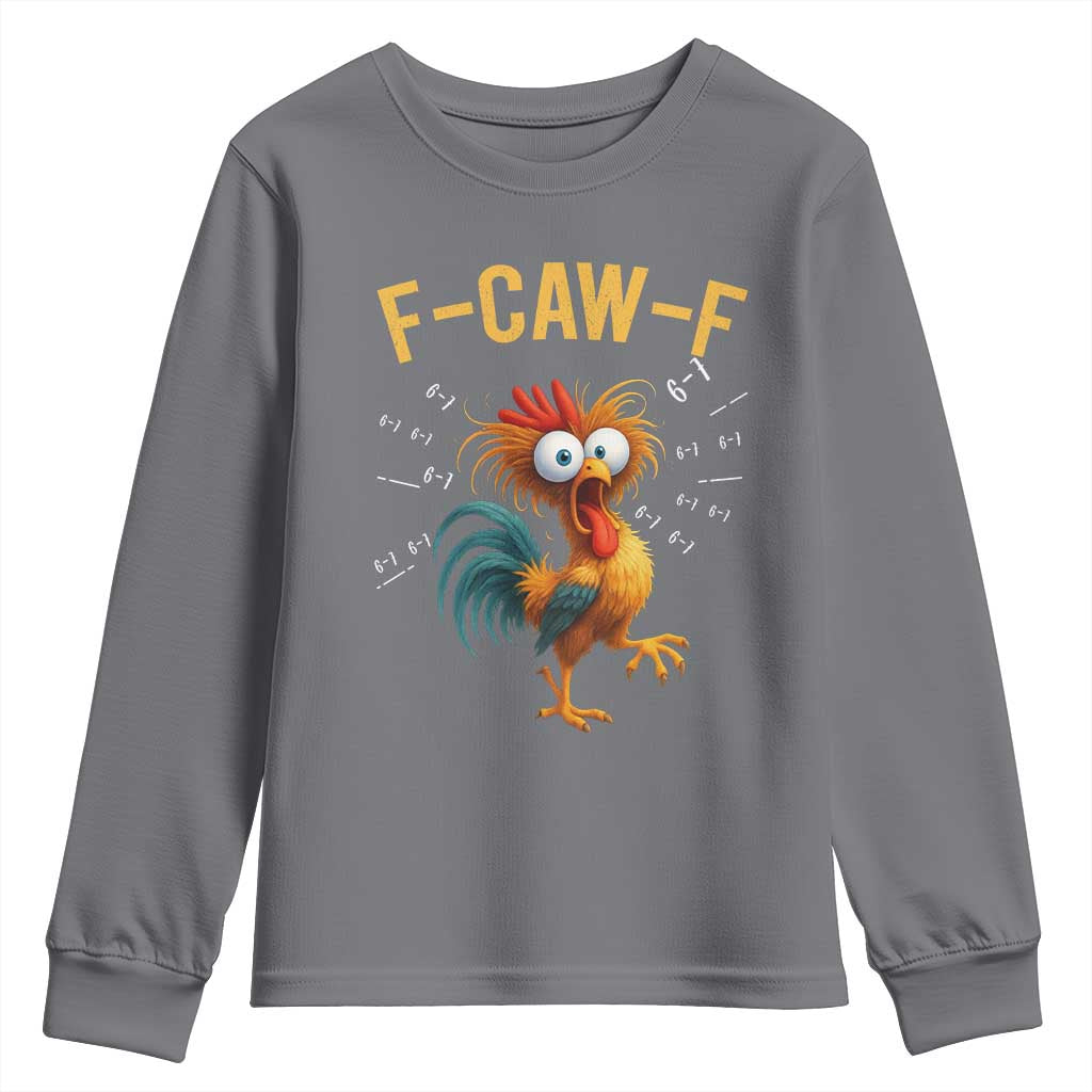 Funny F Caw F 67 Meme Youth Sweatshirt Cartoon Rooster Chicken Poultry Humor - Wonder Print Shop