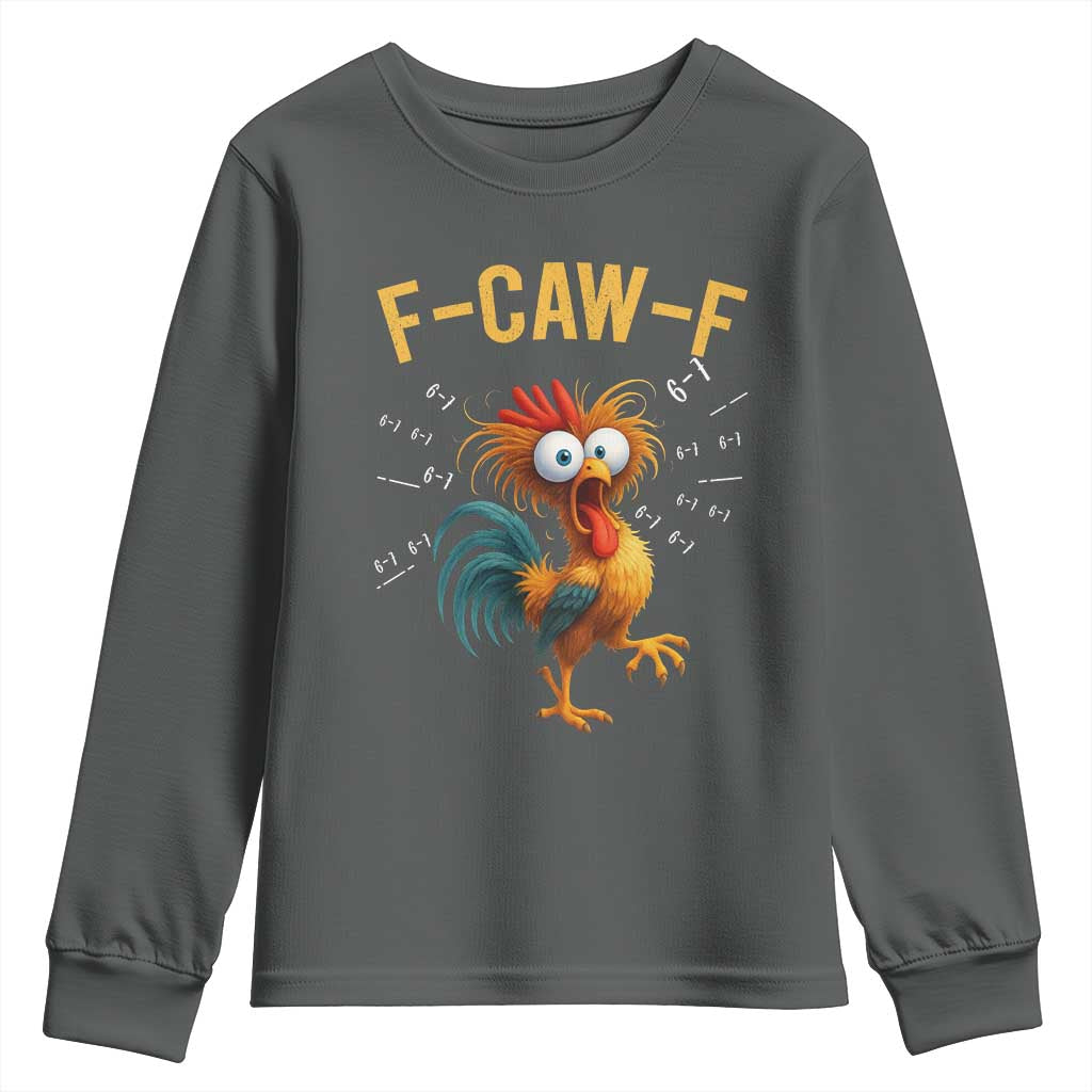 Funny F Caw F 67 Meme Youth Sweatshirt Cartoon Rooster Chicken Poultry Humor - Wonder Print Shop