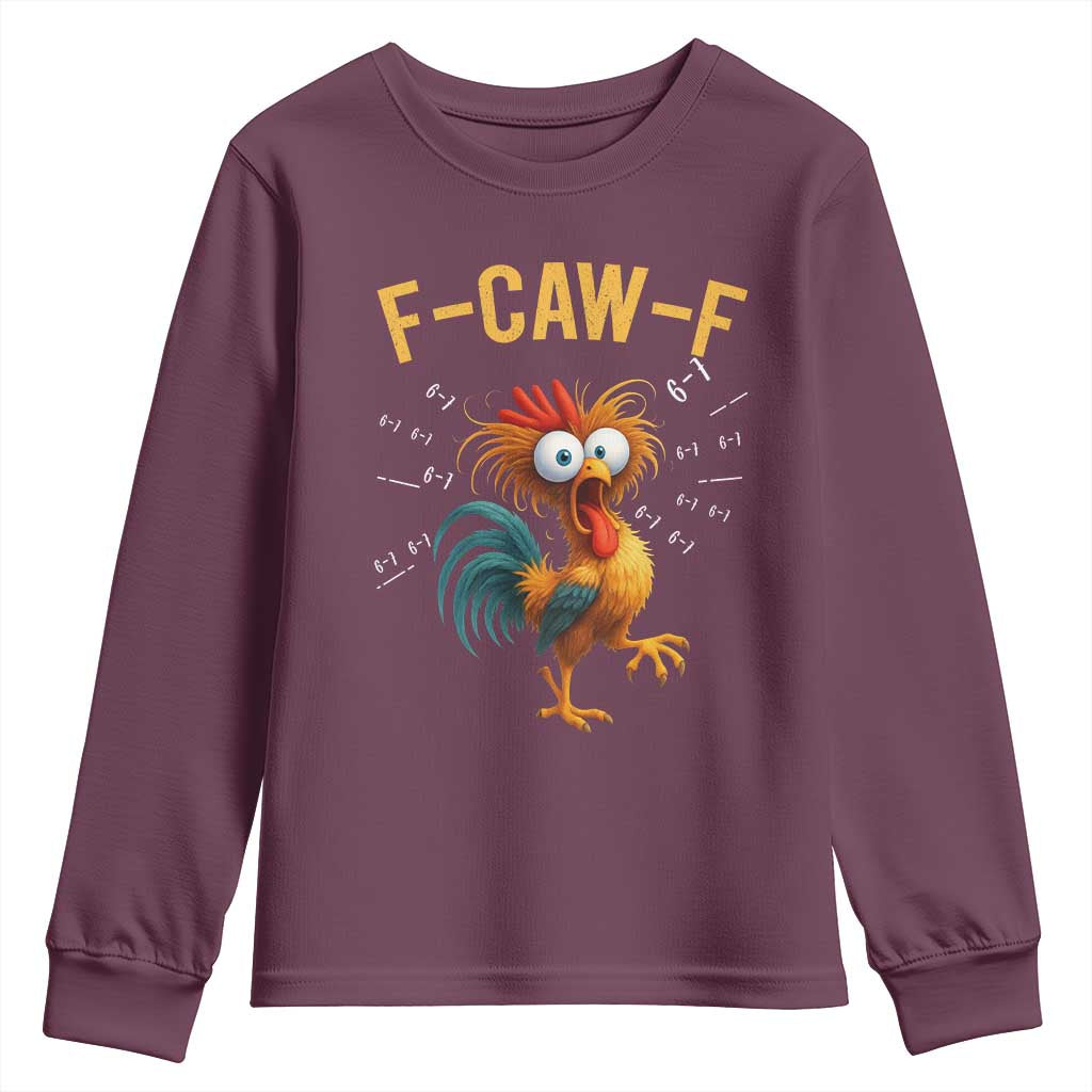 Funny F Caw F 67 Meme Youth Sweatshirt Cartoon Rooster Chicken Poultry Humor - Wonder Print Shop