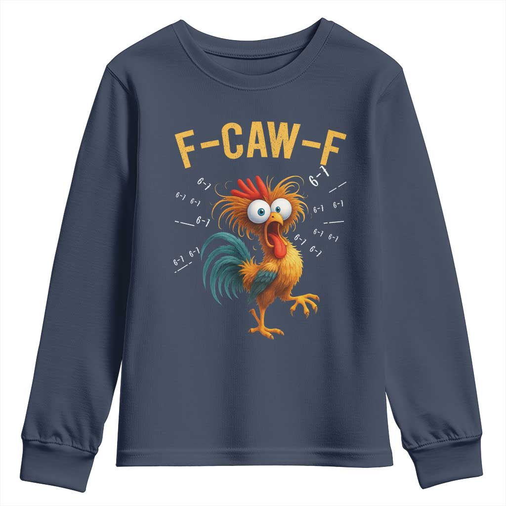 Funny F Caw F 67 Meme Youth Sweatshirt Cartoon Rooster Chicken Poultry Humor - Wonder Print Shop