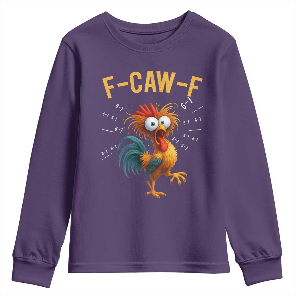 Funny F Caw F 67 Meme Youth Sweatshirt Cartoon Rooster Chicken Poultry Humor - Wonder Print Shop