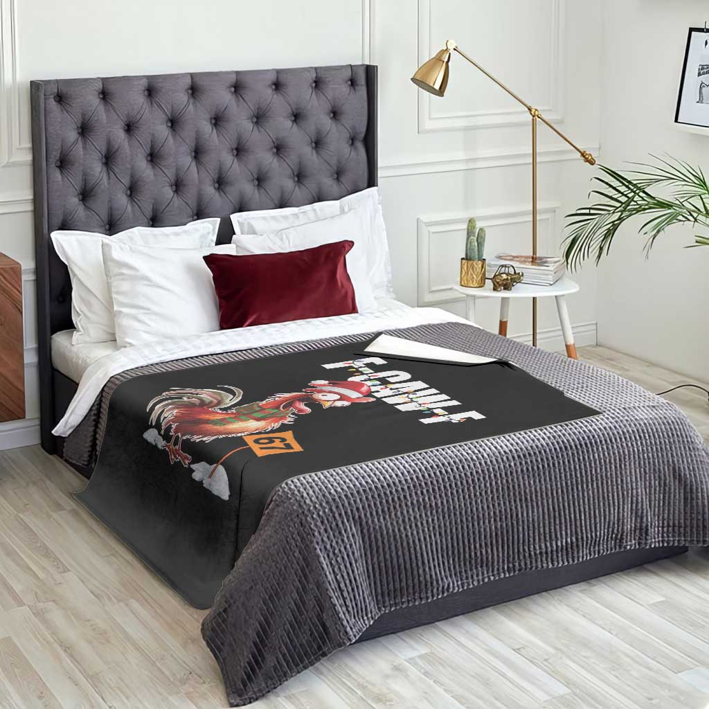 Funny F Caw F 67 Meme Christmas Throw Blanket Xmas Cartoon Rooster Chicken Poultry Humor - Wonder Print Shop