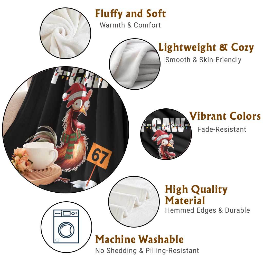 Funny F Caw F 67 Meme Christmas Throw Blanket Xmas Cartoon Rooster Chicken Poultry Humor - Wonder Print Shop