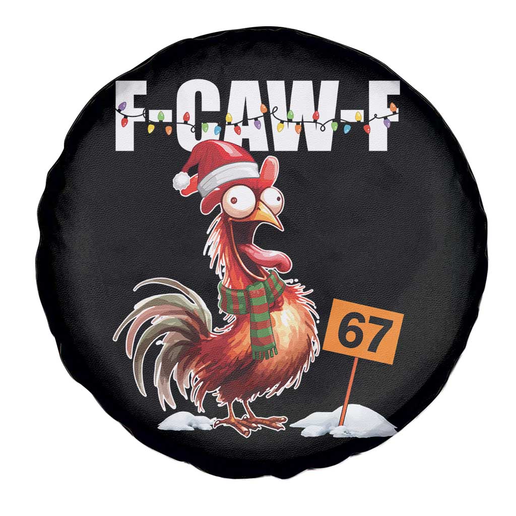 Funny F Caw F 67 Meme Christmas Spare Tire Cover Xmas Cartoon Rooster Chicken Poultry Humor - Wonder Print Shop