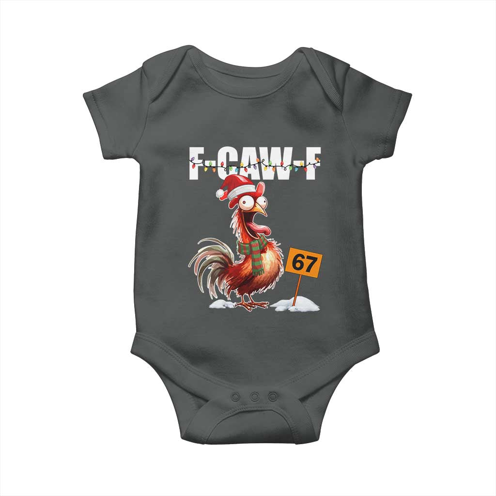 Funny F Caw F 67 Meme Christmas Baby Onesie Xmas Cartoon Rooster Chicken Poultry Humor - Wonder Print Shop
