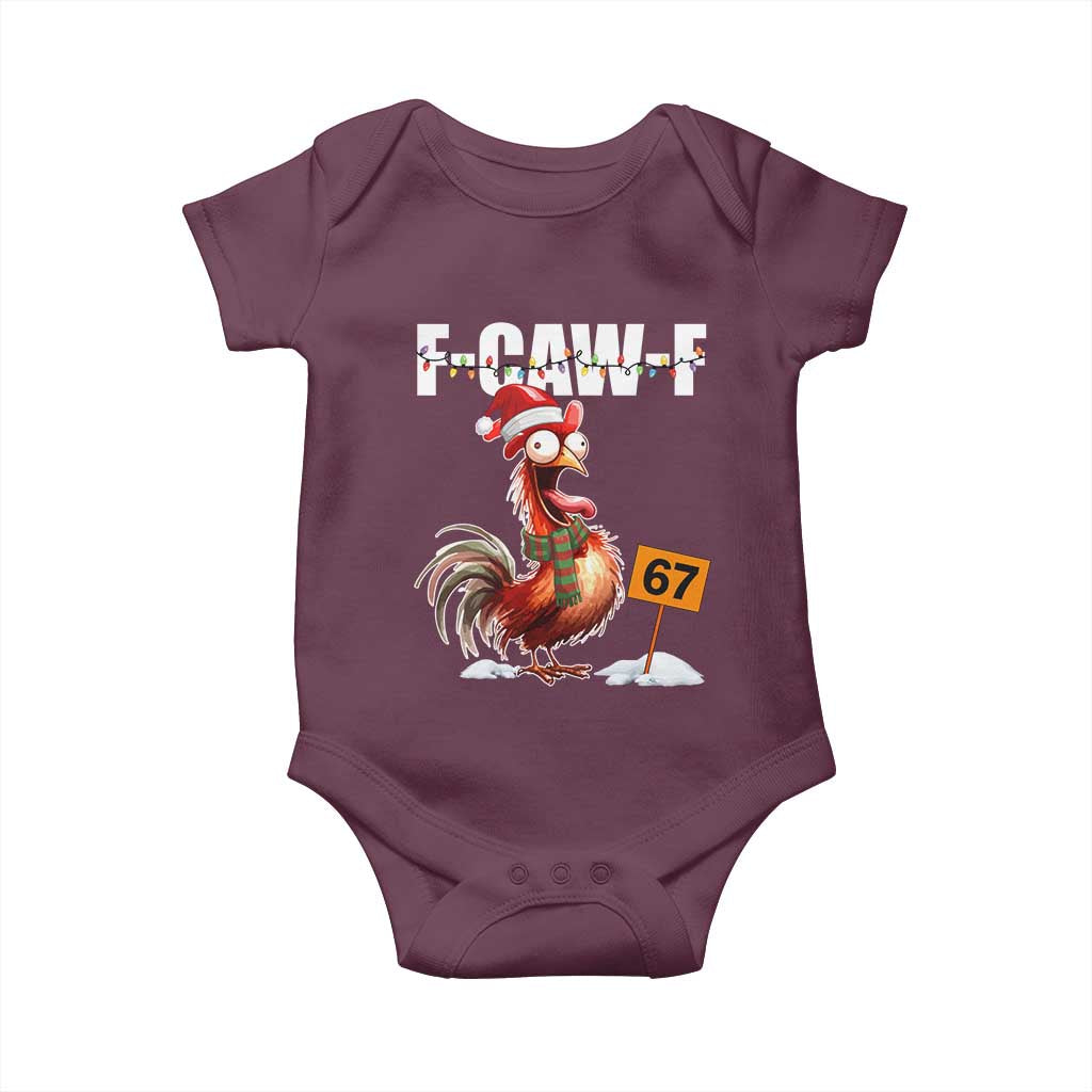 Funny F Caw F 67 Meme Christmas Baby Onesie Xmas Cartoon Rooster Chicken Poultry Humor - Wonder Print Shop