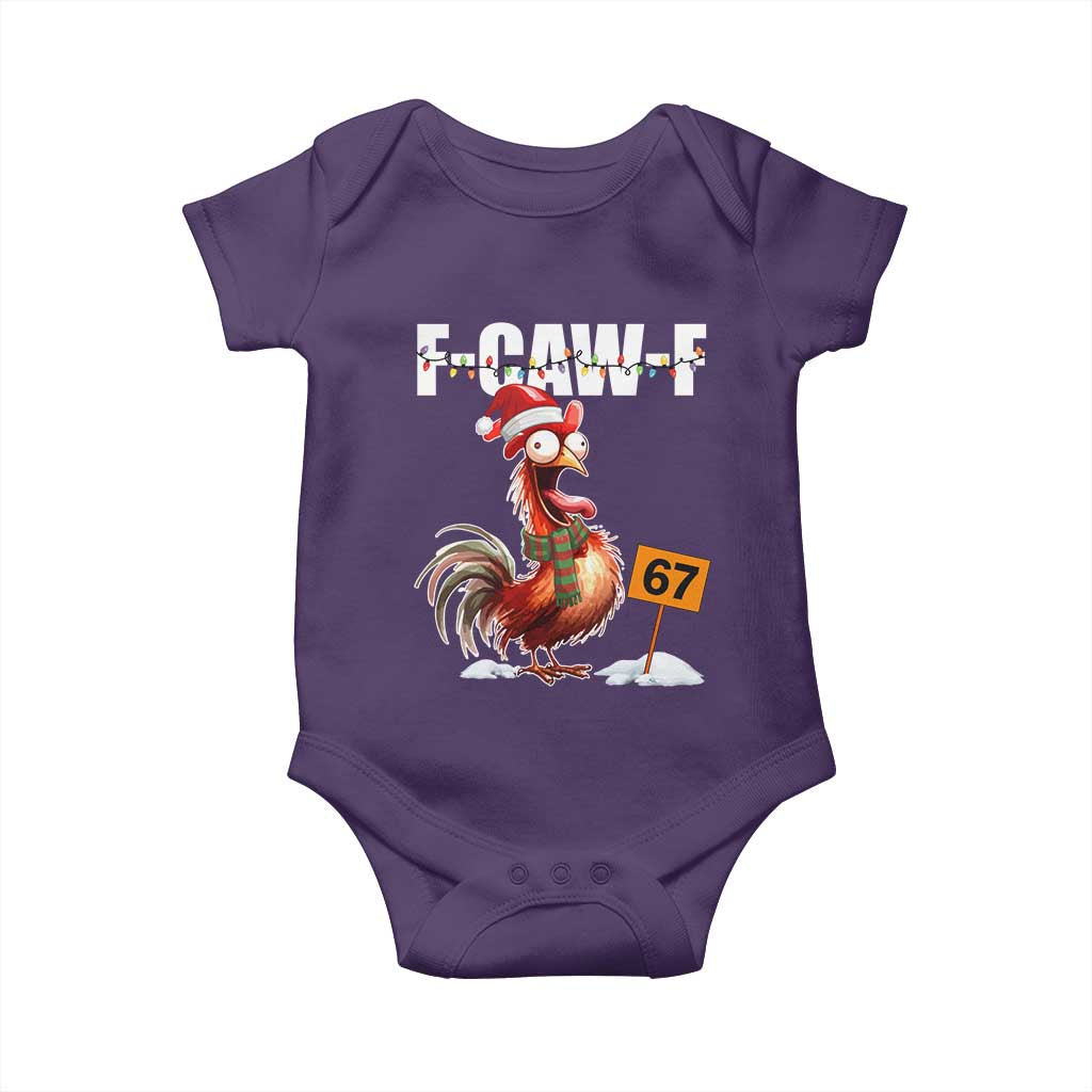 Funny F Caw F 67 Meme Christmas Baby Onesie Xmas Cartoon Rooster Chicken Poultry Humor - Wonder Print Shop