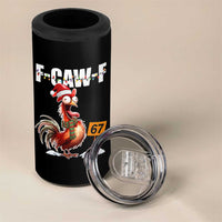 Funny F Caw F 67 Meme Christmas 4 in 1 Can Cooler Tumbler Xmas Cartoon Rooster Chicken Poultry Humor - Wonder Print Shop