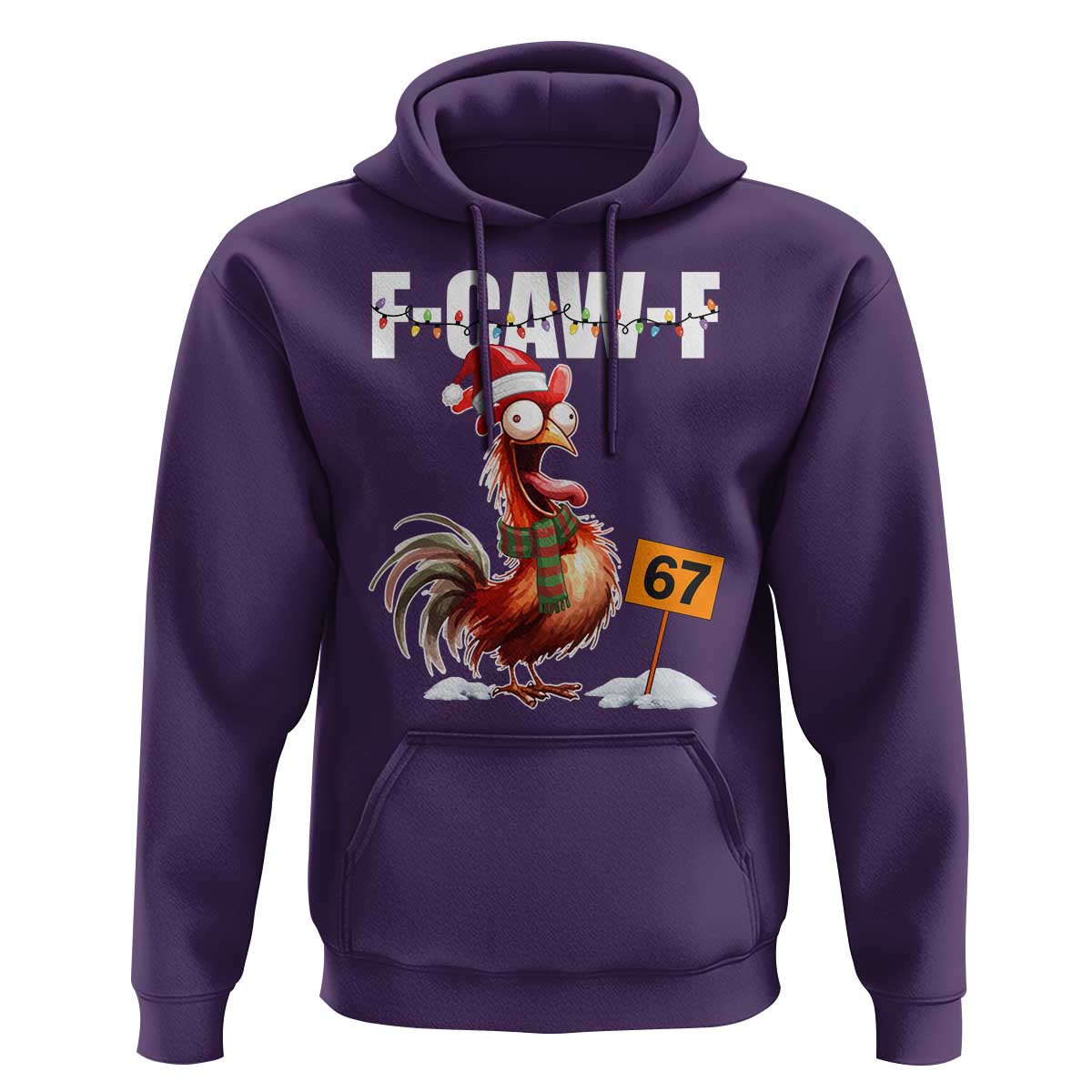 Funny F Caw F 67 Meme Christmas Hoodie Xmas Cartoon Rooster Chicken Poultry Humor - Wonder Print Shop