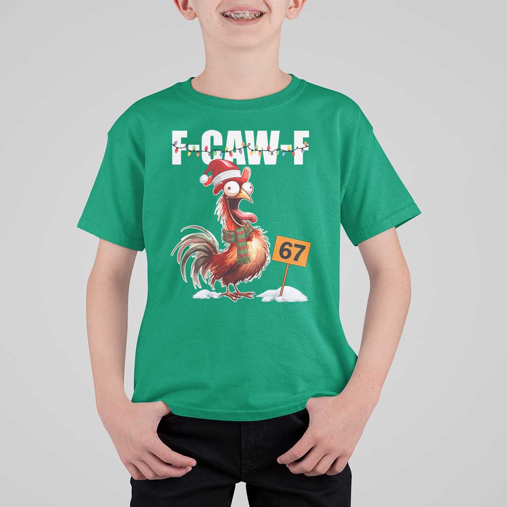 Funny F Caw F 67 Meme Christmas T Shirt For Kid Xmas Cartoon Rooster Chicken Poultry Humor - Wonder Print Shop