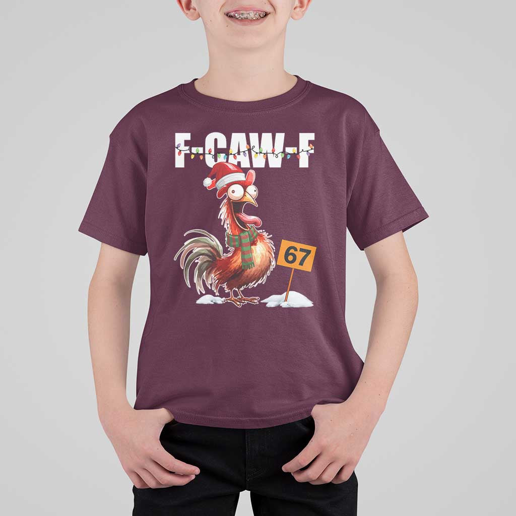 Funny F Caw F 67 Meme Christmas T Shirt For Kid Xmas Cartoon Rooster Chicken Poultry Humor - Wonder Print Shop