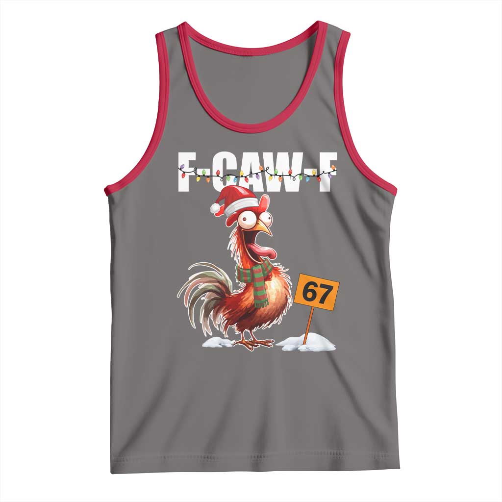 Funny F Caw F 67 Meme Christmas Tank Top Xmas Cartoon Rooster Chicken Poultry Humor - Wonder Print Shop