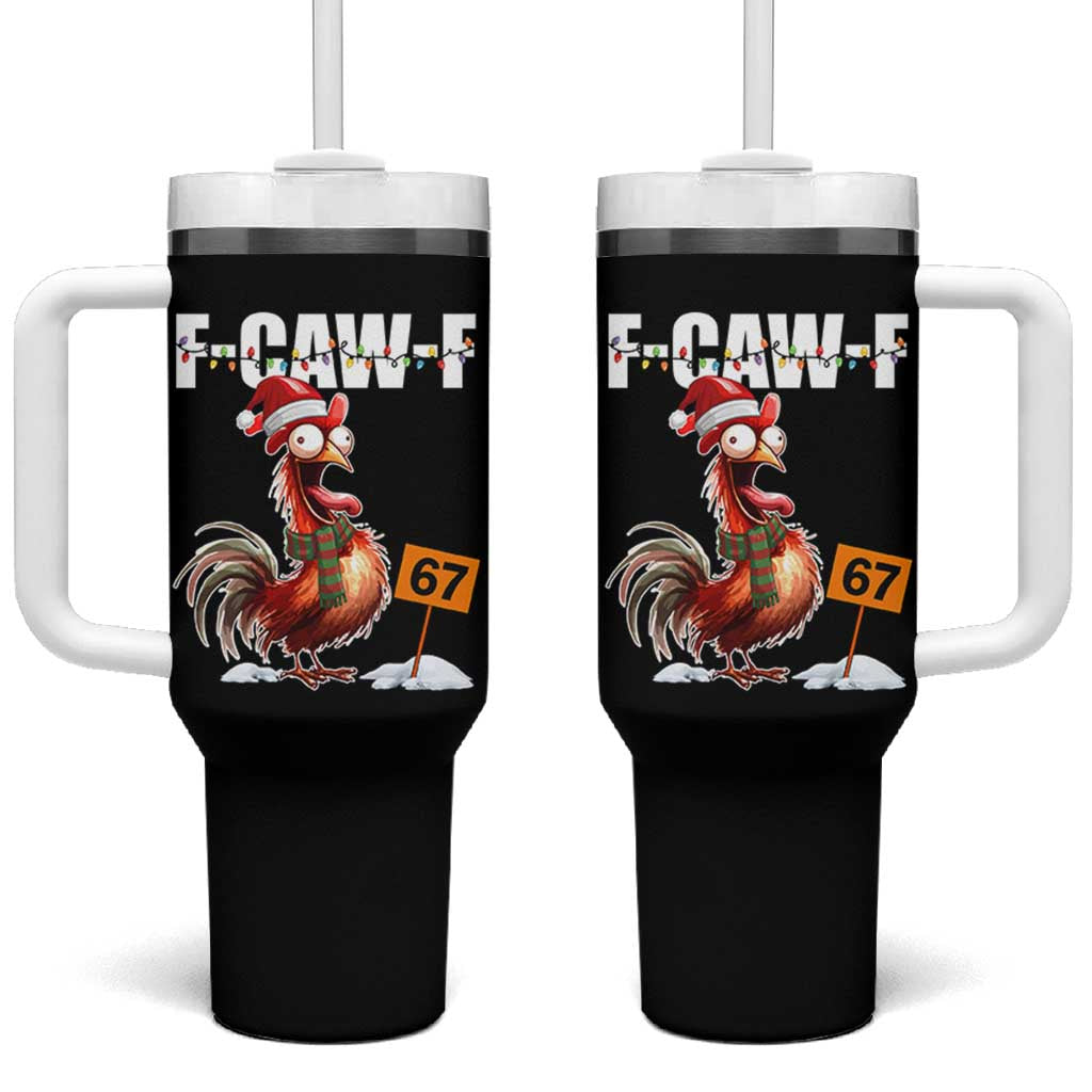 Funny F Caw F 67 Meme Christmas Tumbler With Handle Xmas Cartoon Rooster Chicken Poultry Humor - Wonder Print Shop