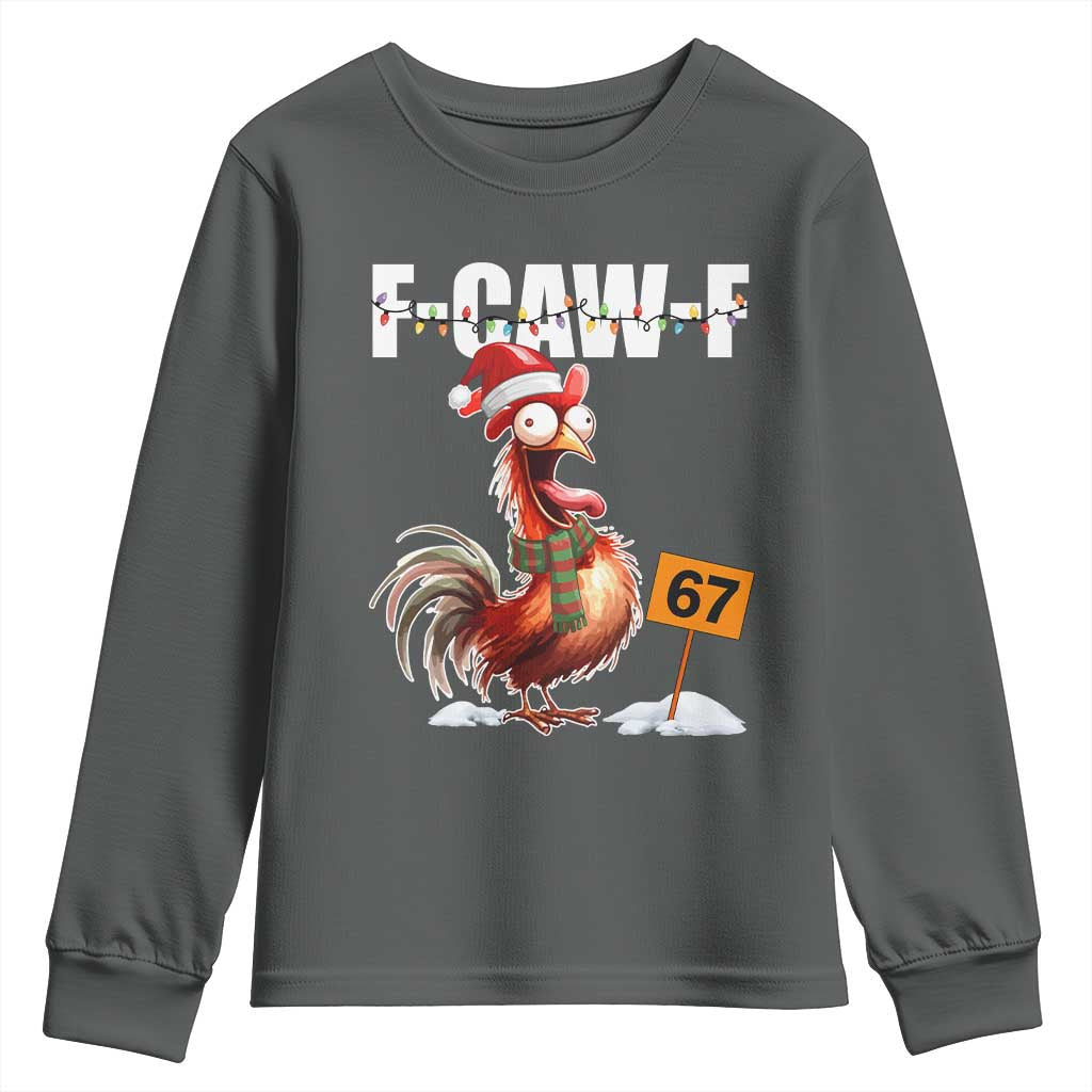 Funny F Caw F 67 Meme Christmas Youth Sweatshirt Xmas Cartoon Rooster Chicken Poultry Humor - Wonder Print Shop