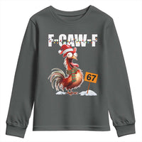 Funny F Caw F 67 Meme Christmas Youth Sweatshirt Xmas Cartoon Rooster Chicken Poultry Humor - Wonder Print Shop