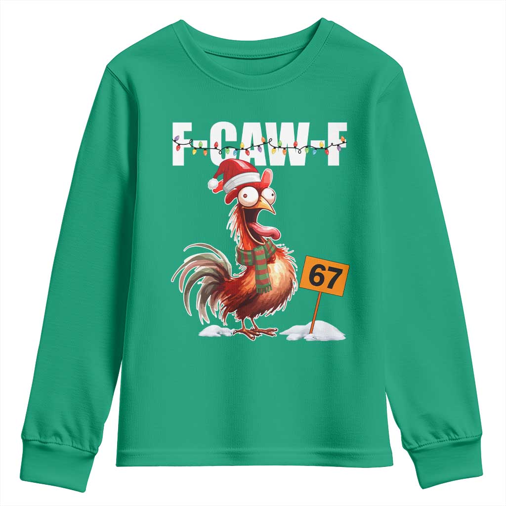 Funny F Caw F 67 Meme Christmas Youth Sweatshirt Xmas Cartoon Rooster Chicken Poultry Humor - Wonder Print Shop