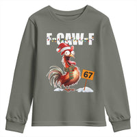 Funny F Caw F 67 Meme Christmas Youth Sweatshirt Xmas Cartoon Rooster Chicken Poultry Humor - Wonder Print Shop