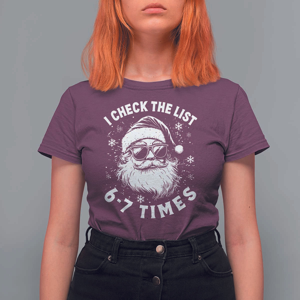 67 Meme Christmas Santa T Shirt For Women Funny I Check The List 67 Times - Wonder Print Shop