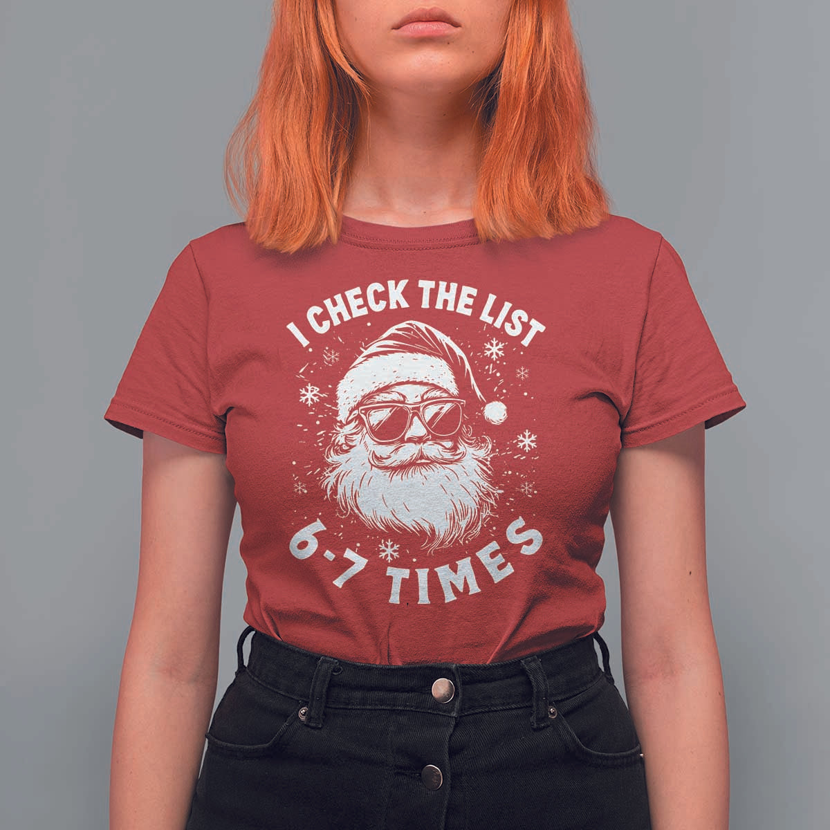 67 Meme Christmas Santa T Shirt For Women Funny I Check The List 67 Times - Wonder Print Shop