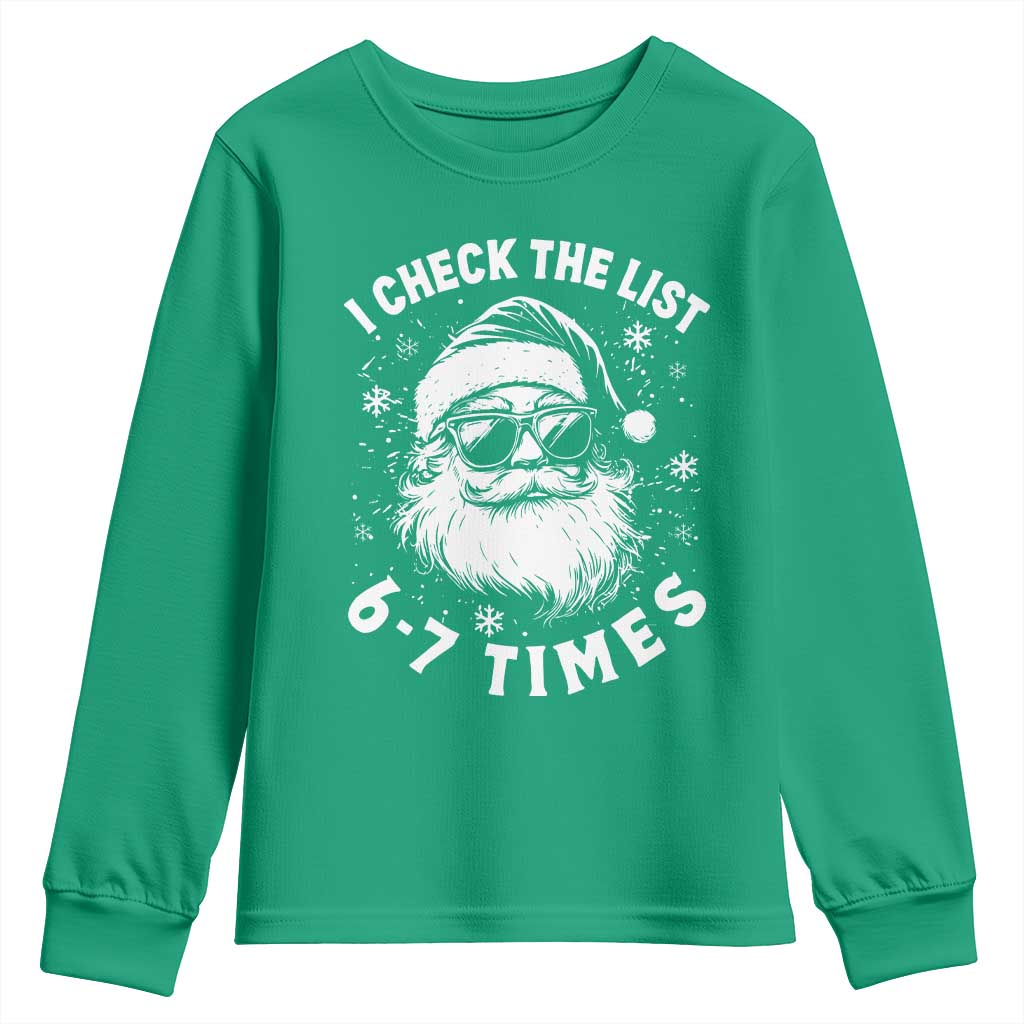 67 Meme Christmas Santa Youth Sweatshirt Funny I Check The List 67 Times - Wonder Print Shop