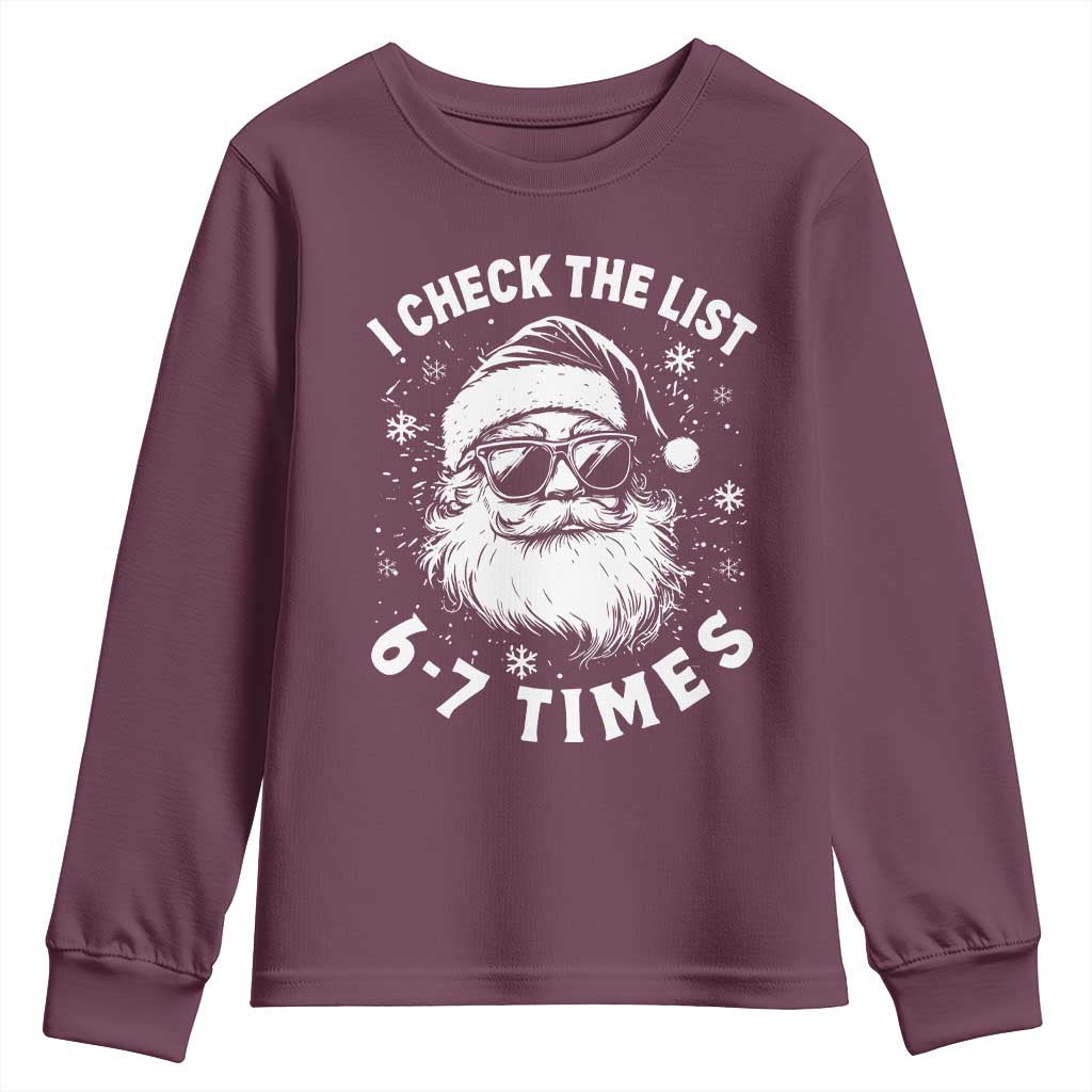 67 Meme Christmas Santa Youth Sweatshirt Funny I Check The List 67 Times - Wonder Print Shop