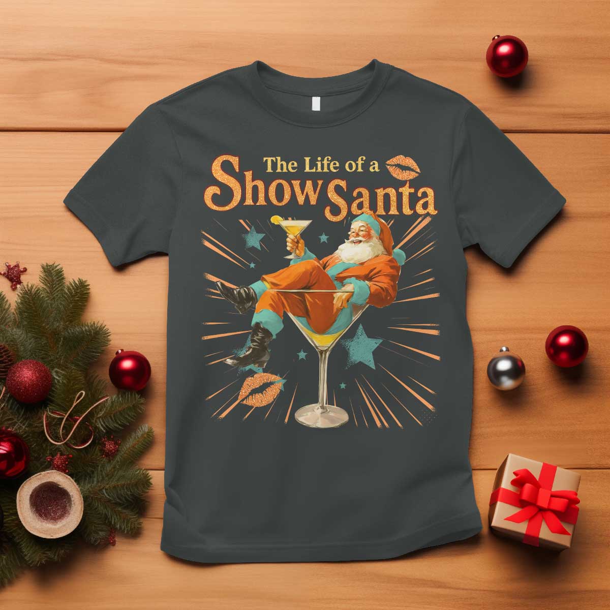 The Life Of The Show Santa T Shirt Funny Christmas Orange Santa - Wonder Print Shop