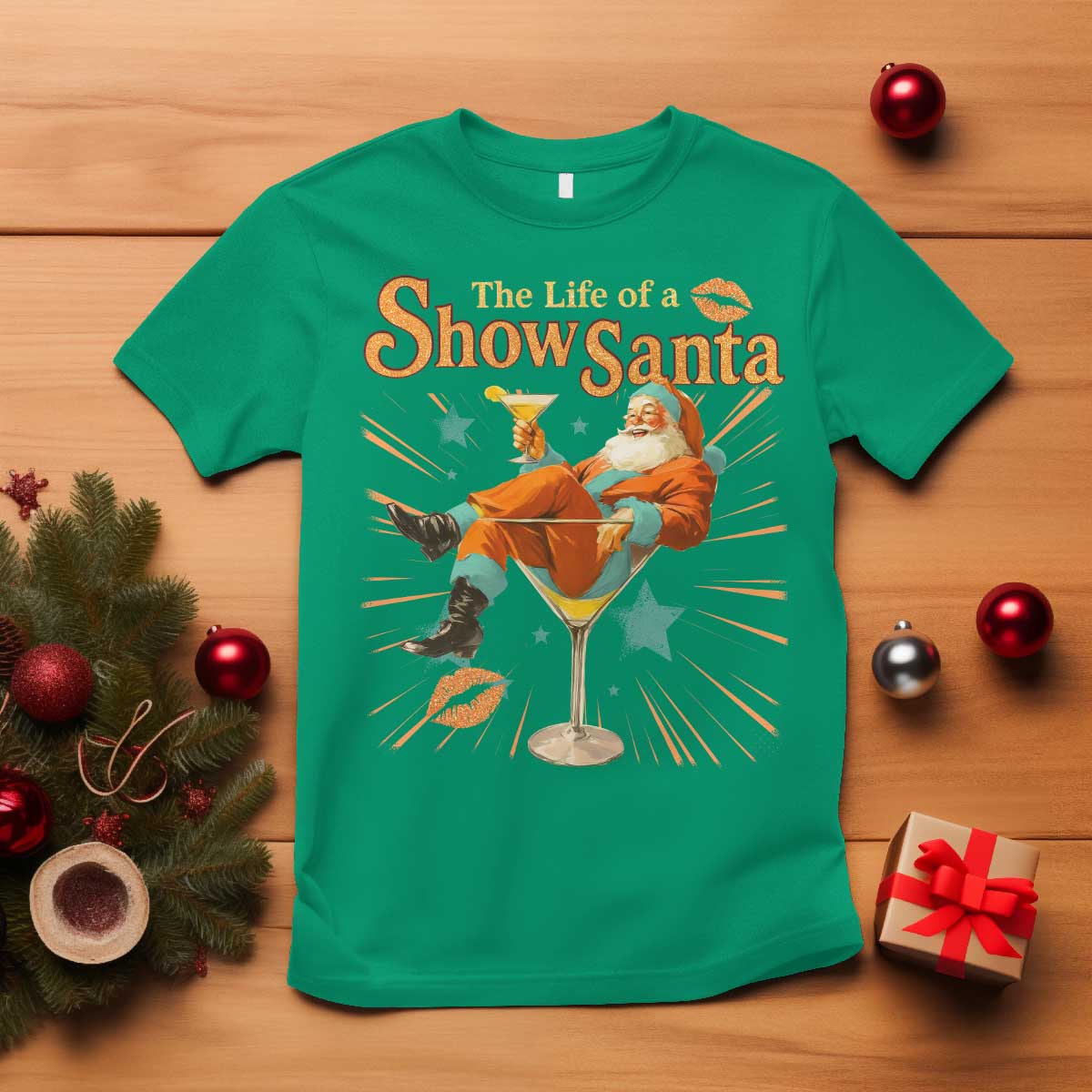 The Life Of The Show Santa T Shirt Funny Christmas Orange Santa - Wonder Print Shop