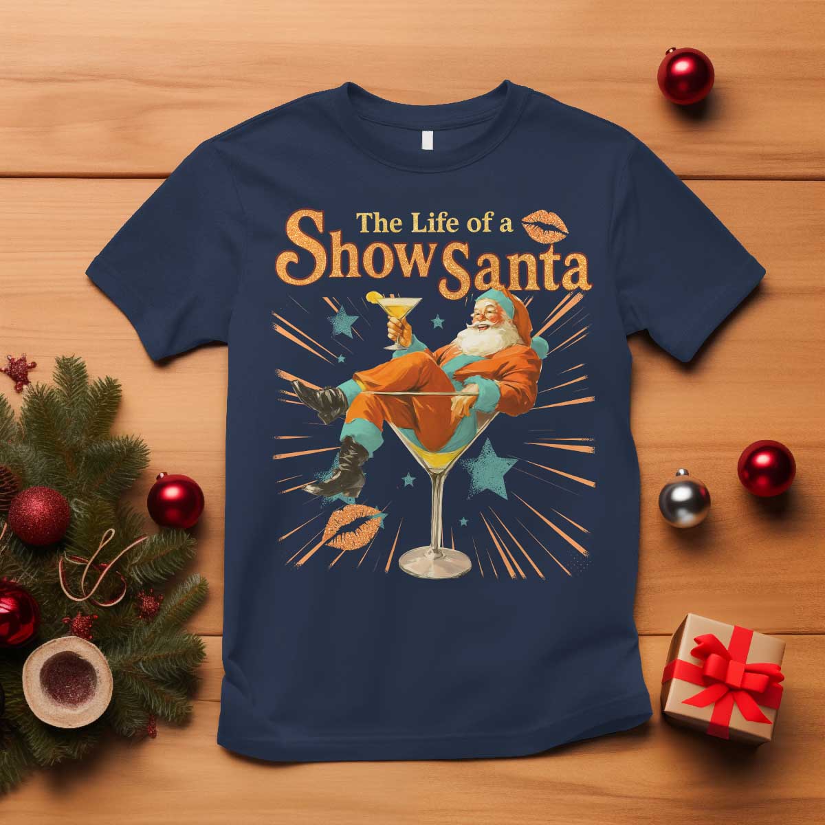 The Life Of The Show Santa T Shirt Funny Christmas Orange Santa - Wonder Print Shop