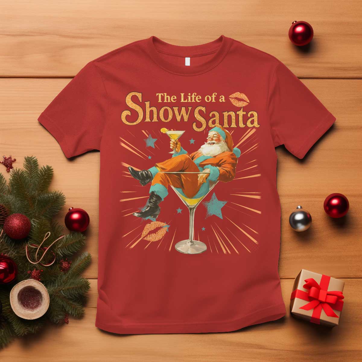 The Life Of The Show Santa T Shirt Funny Christmas Orange Santa - Wonder Print Shop
