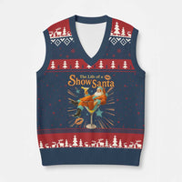 The Life Of The Show Santa V-Neck Knit Sweater Vest Funny Xmas Orange Santa - Wonder Print Shop
