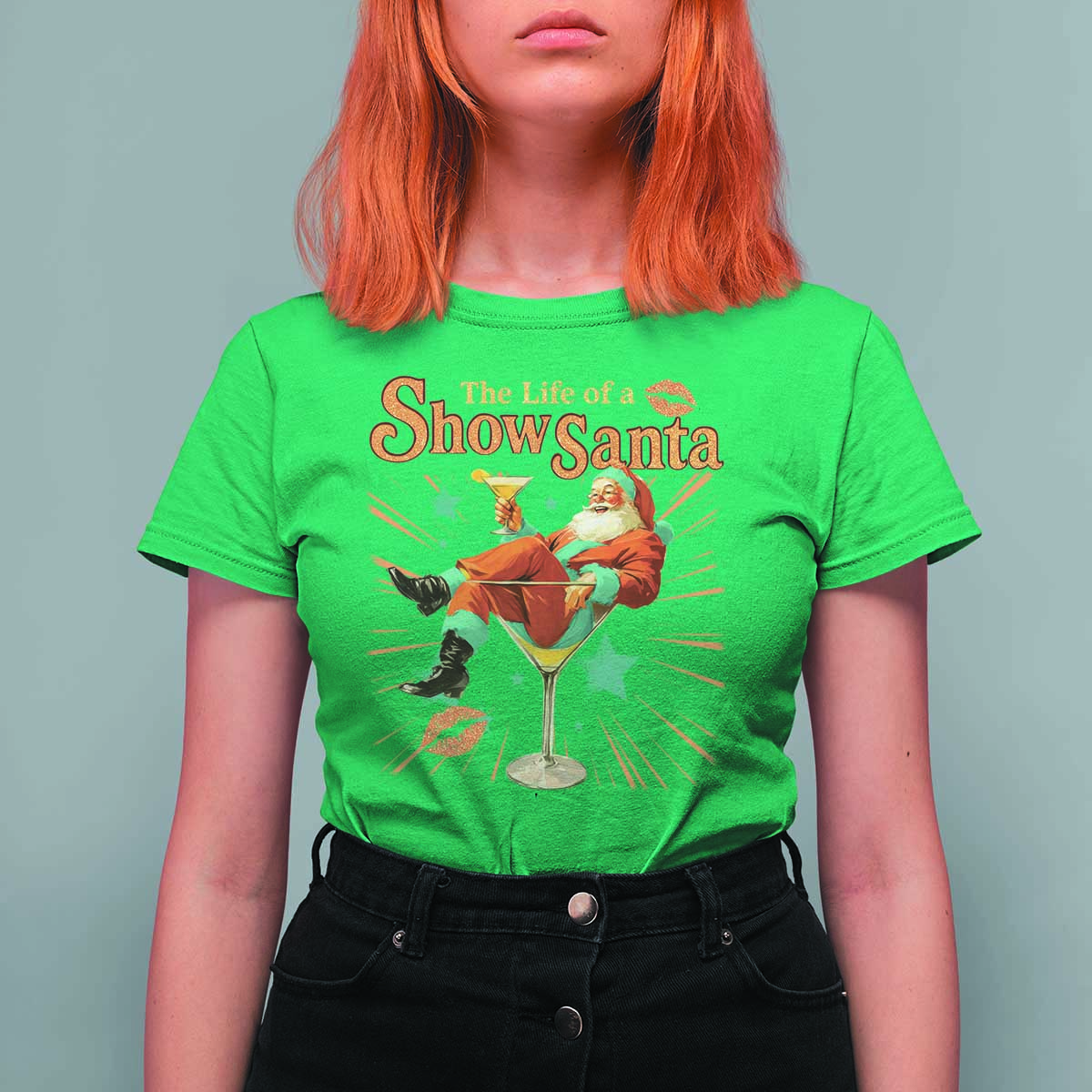 The Life Of The Show Santa T Shirt For Women Funny Christmas Orange Santa - Wonder Print Shop