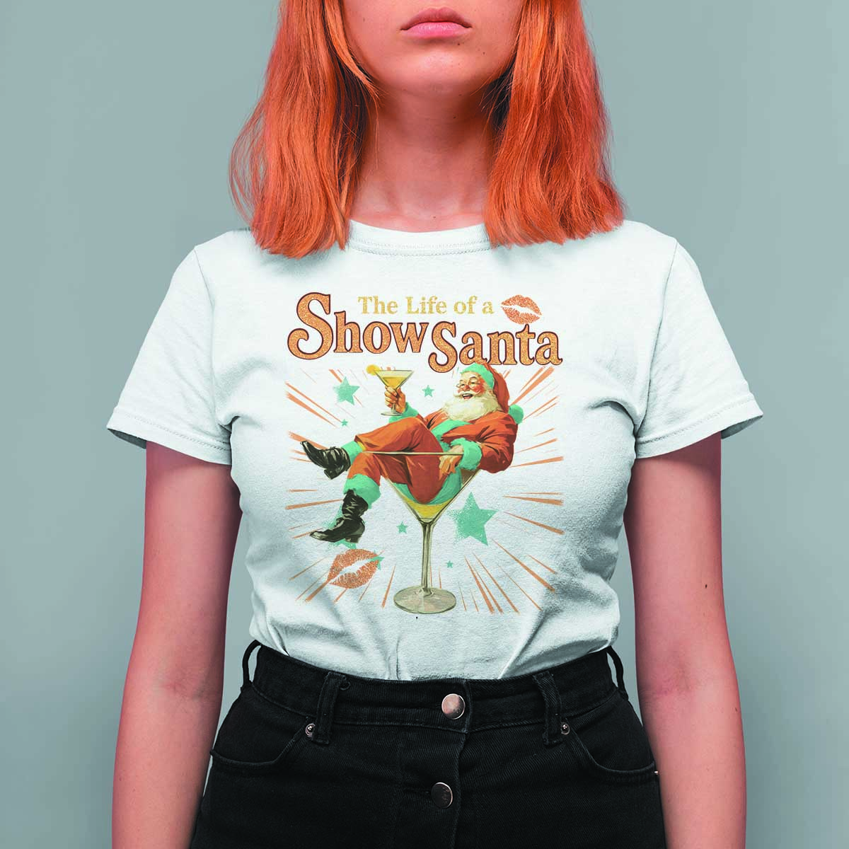 The Life Of The Show Santa T Shirt For Women Funny Christmas Orange Santa - Wonder Print Shop