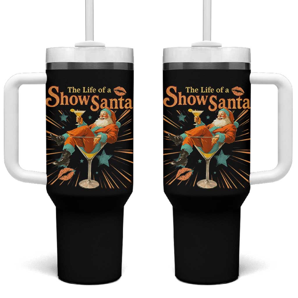 The Life Of The Show Santa Tumbler With Handle Funny Christmas Orange Santa - Wonder Print Shop