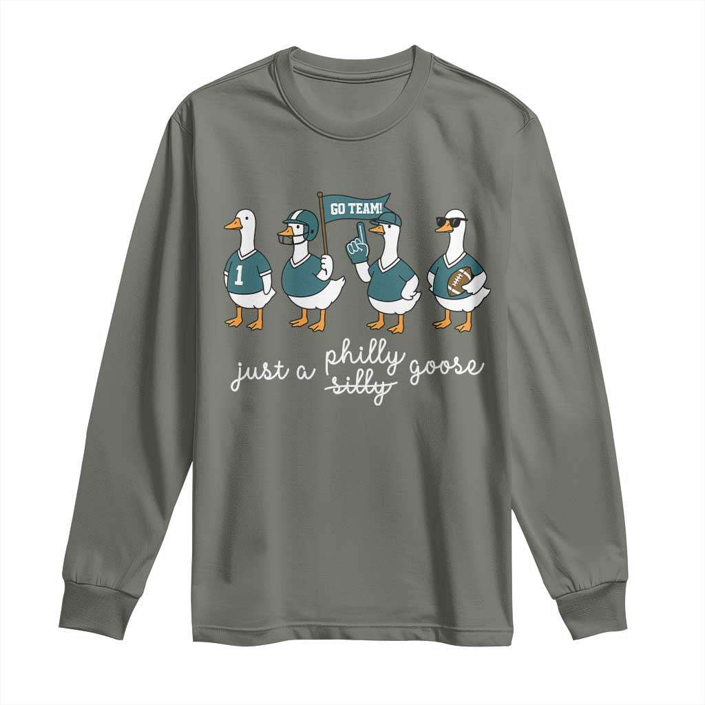 Just A Philly Goose Long Sleeve Shirt Funny Philadelphia Fan Silly Gooses Game Day - Wonder Print Shop