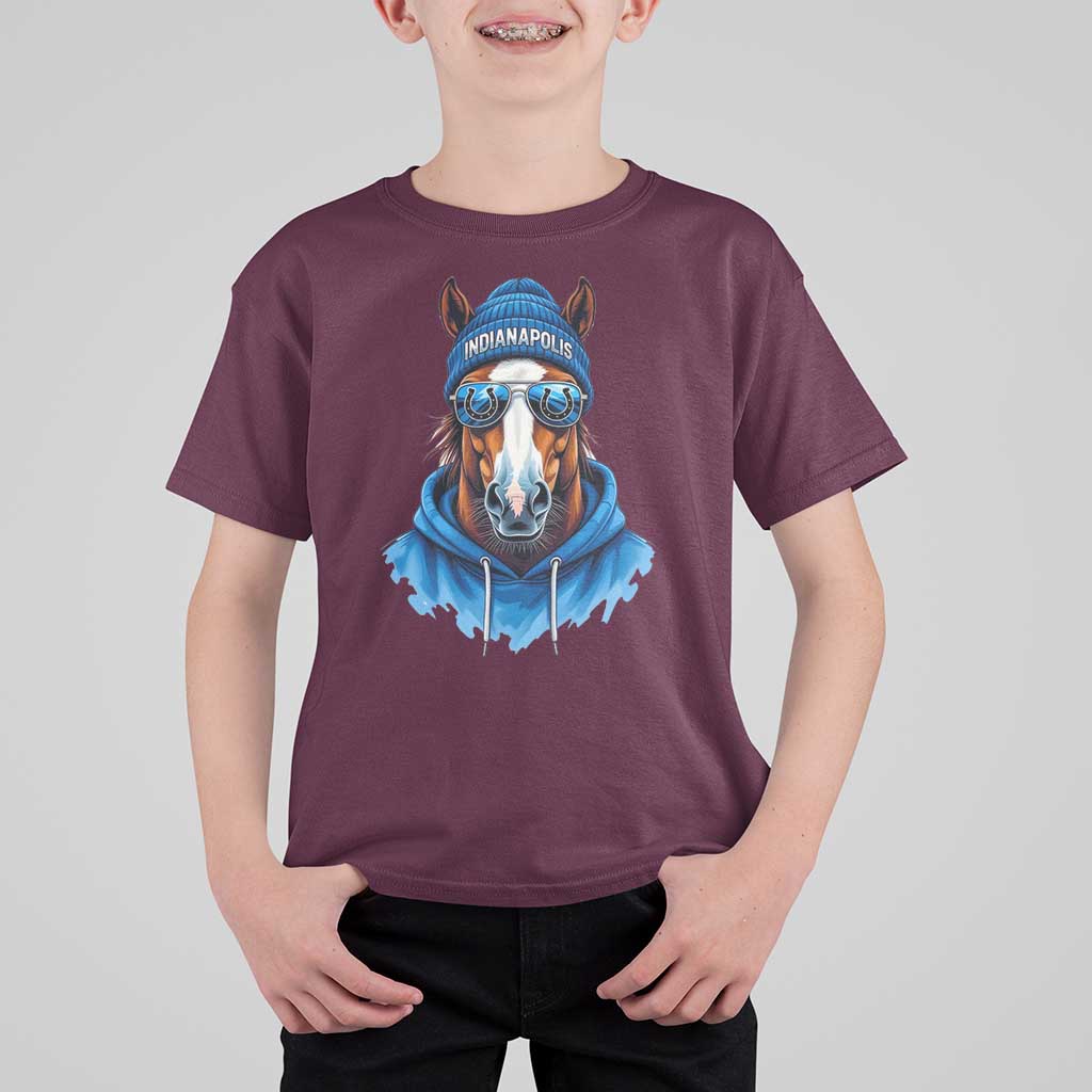 Indianapolis Fan T Shirt For Kid Blue Horse Sports Lover Game Day - Wonder Print Shop