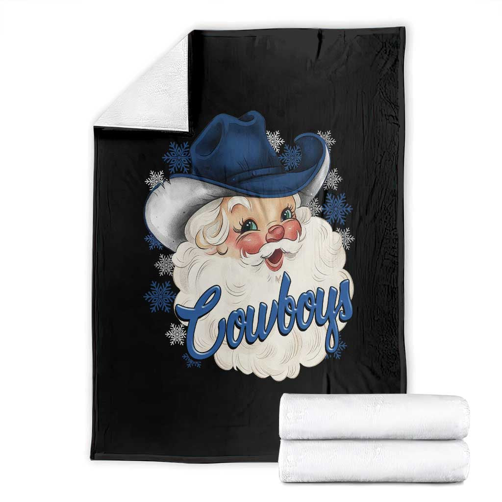 Christmas Cowboys Fan Throw Blanket Funny Xmas American Football Blue Santa - Wonder Print Shop