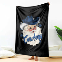 Christmas Cowboys Fan Throw Blanket Funny Xmas American Football Blue Santa - Wonder Print Shop