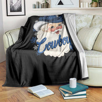 Christmas Cowboys Fan Throw Blanket Funny Xmas American Football Blue Santa - Wonder Print Shop