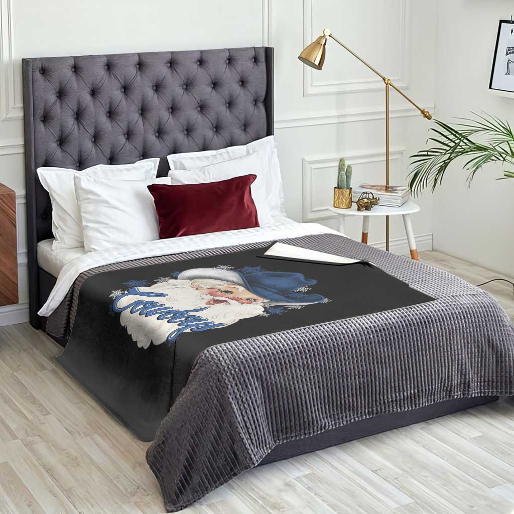 Christmas Cowboys Fan Throw Blanket Funny Xmas American Football Blue Santa - Wonder Print Shop