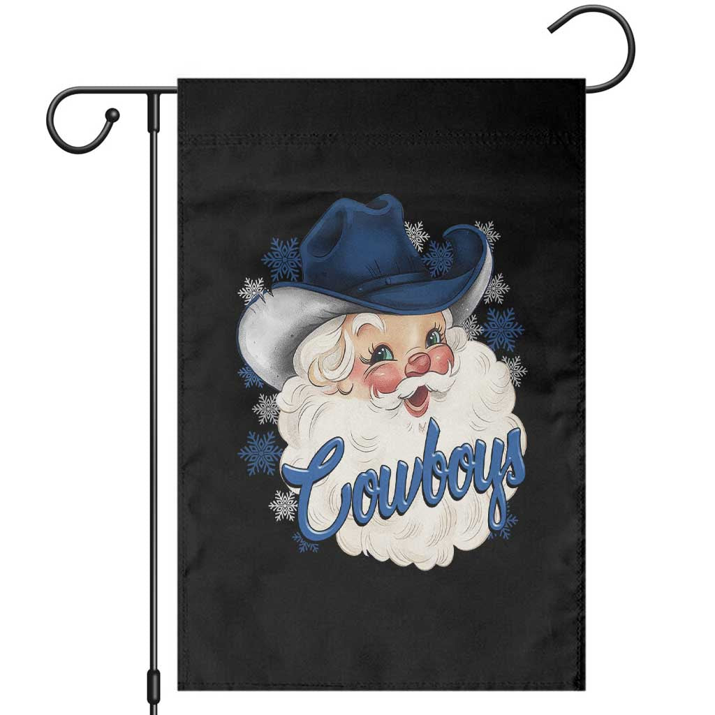 Christmas Cowboys Fan Garden Flag Funny Xmas American Football Blue Santa - Wonder Print Shop