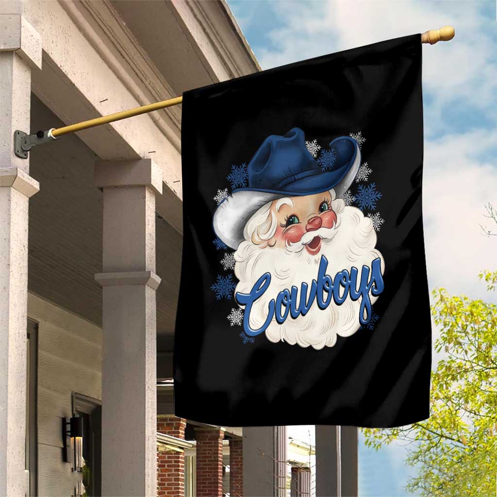 Christmas Cowboys Fan Garden Flag Funny Xmas American Football Blue Santa - Wonder Print Shop